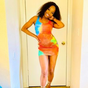 Kaleidoscope, small, mini dress. Made to fit your curves in all the right ways!